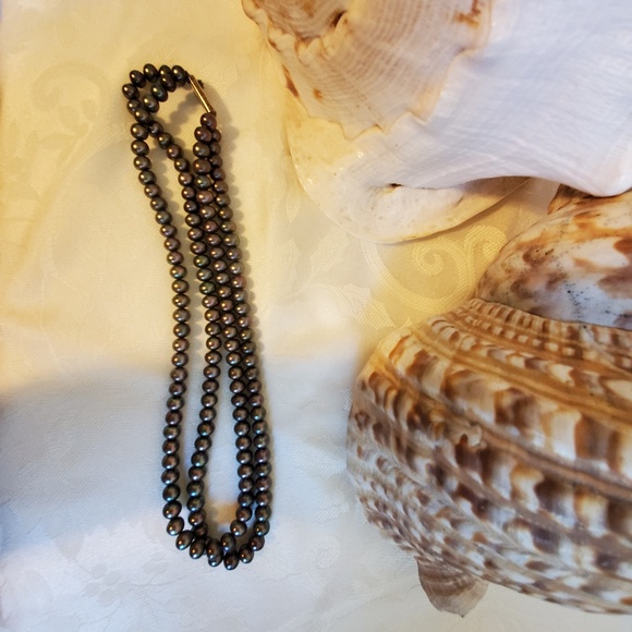 Silver Freshwater Double Strand Peal Necklace - Picture 5 of 7